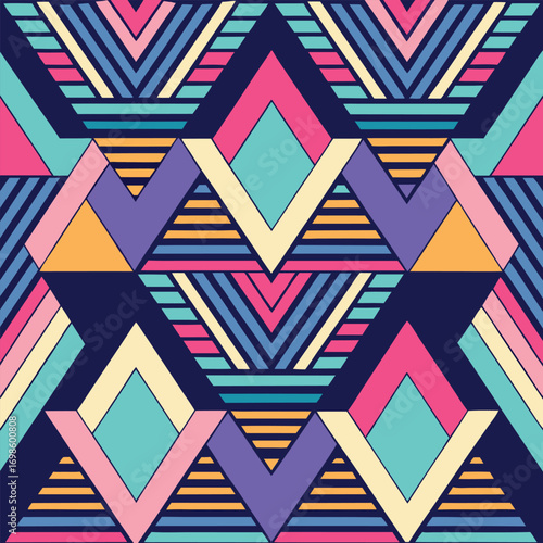Art Deco inspired geometric pattern with diamonds and stripes