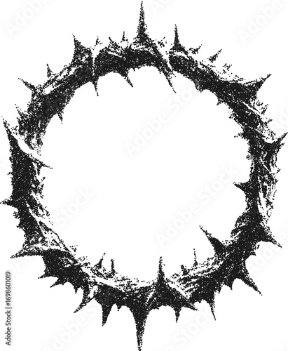 Vector Grunge Thorn Frames and Spiky Borders with Stipple Texture