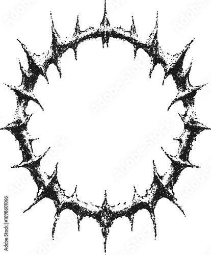 Vector Grunge Thorn Frames and Spiky Borders with Stipple Texture