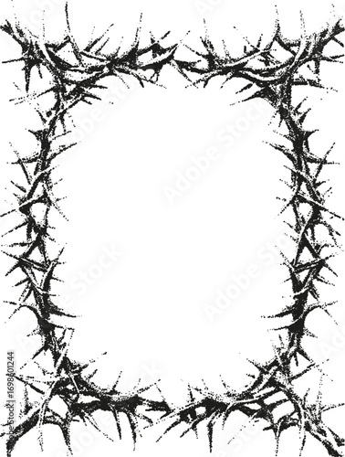 Vector Grunge Thorn Frames and Spiky Borders with Stipple Texture