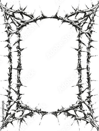 Vector Grunge Thorn Frames and Spiky Borders with Stipple Texture
