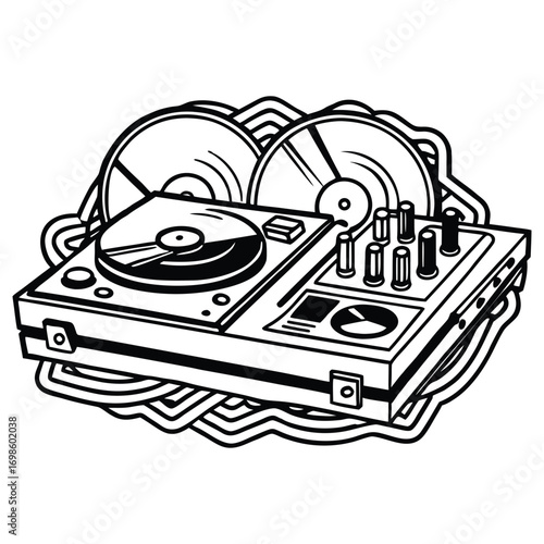 Silhouette of DJ controller isolated on a white background