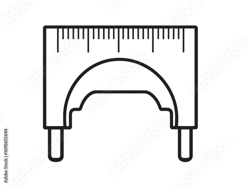 Precision micrometer instrument icon sleek attractive line artwork