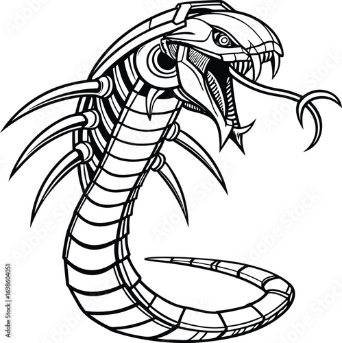 Mechanical serpent with fangs and claws robotic snake