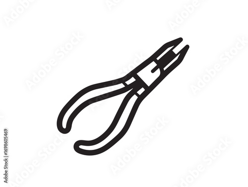 Modern vector drawing of needle nose pliers icon