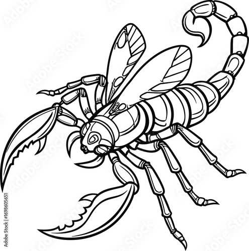 Stylized scorpion with wings insect arachnid
