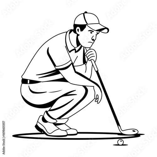 Golf reading position, glyph style illustration 
