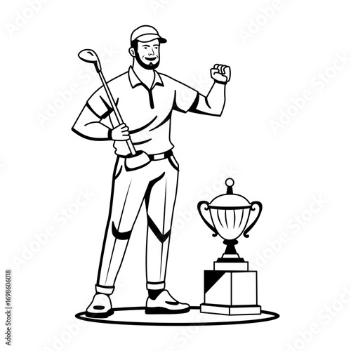 Senior golfer player, glyph style illustration 

