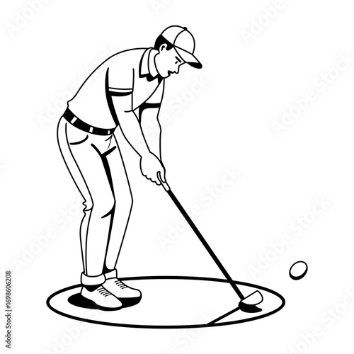 A glyph illustration of a person playing golf game 