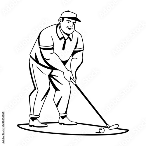Senior golfer player, glyph style illustration 
