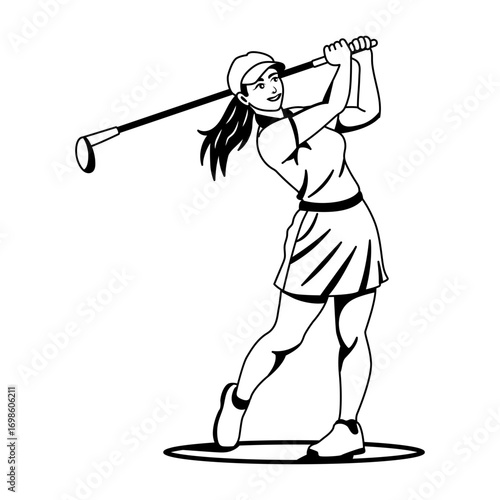 A glyph illustration depicting happy golfing men
