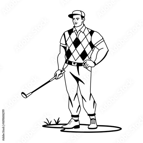 Glyph character illustration of a golf expert 
