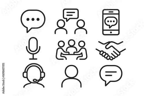 Speaking and Communication Icon Set – Vector