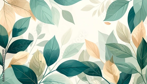 Serene Leaf Harmony: A gentle watercolor art that depicts delicate leaves in calming pastel colors, creating a sense of peace and tranquility.