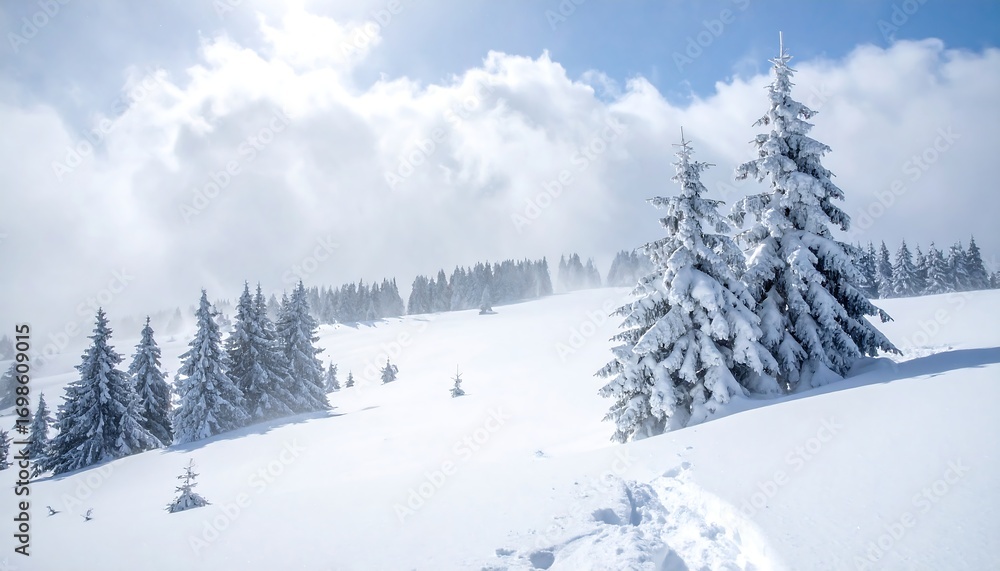 Fototapeta premium Snowy mountain landscape (1)