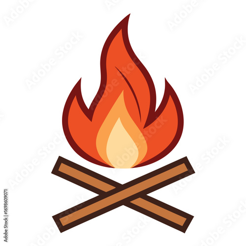 Stylized campfire illustration isolated on white background