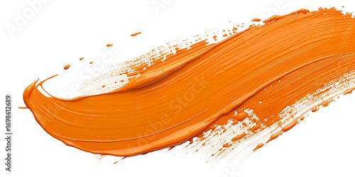 Abstract orange paint stroke on black background for creative artistic designs and advertising