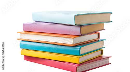 Wallpaper Mural Colorful stack of hardcover books for education learning and organization on white background Torontodigital.ca