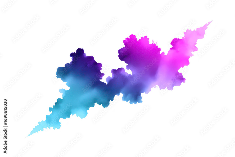 Obraz premium Abstract watercolor splash with vibrant blue and purple gradient, jagged edges, artistic paint texture, creative design element, isolated on transparent background
