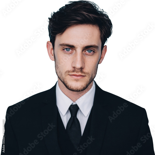 A man in a suit and tie with a blue eye