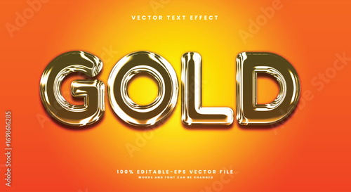 Gold chrome Style 3d editable text effect Template