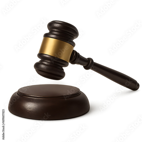 Judge Gavel and Sound Block on White Background