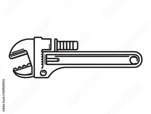 Elegant pipe wrench vector symbol with clean outlines
