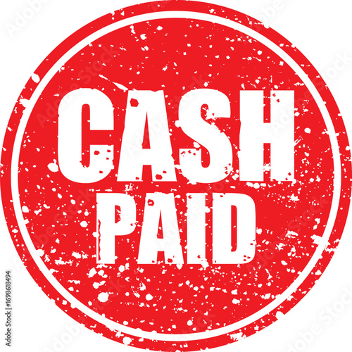 Cash Paid Red Grunge Rubber Stamp Vector Illustration