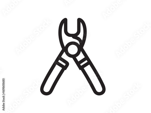 Clean pliers icon illustration in minimal vector line art