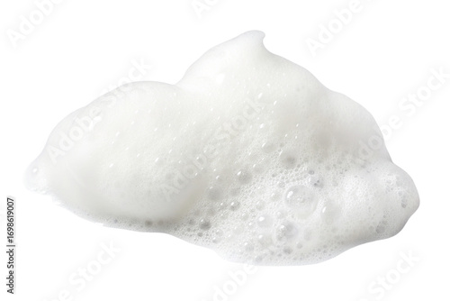 White foamy bubble texture isolated on black background for soap and cleaning product visuals
