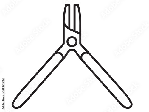 Durable Industrial Pliers Icon Designed in Modern Minimal Line Vector Illustration