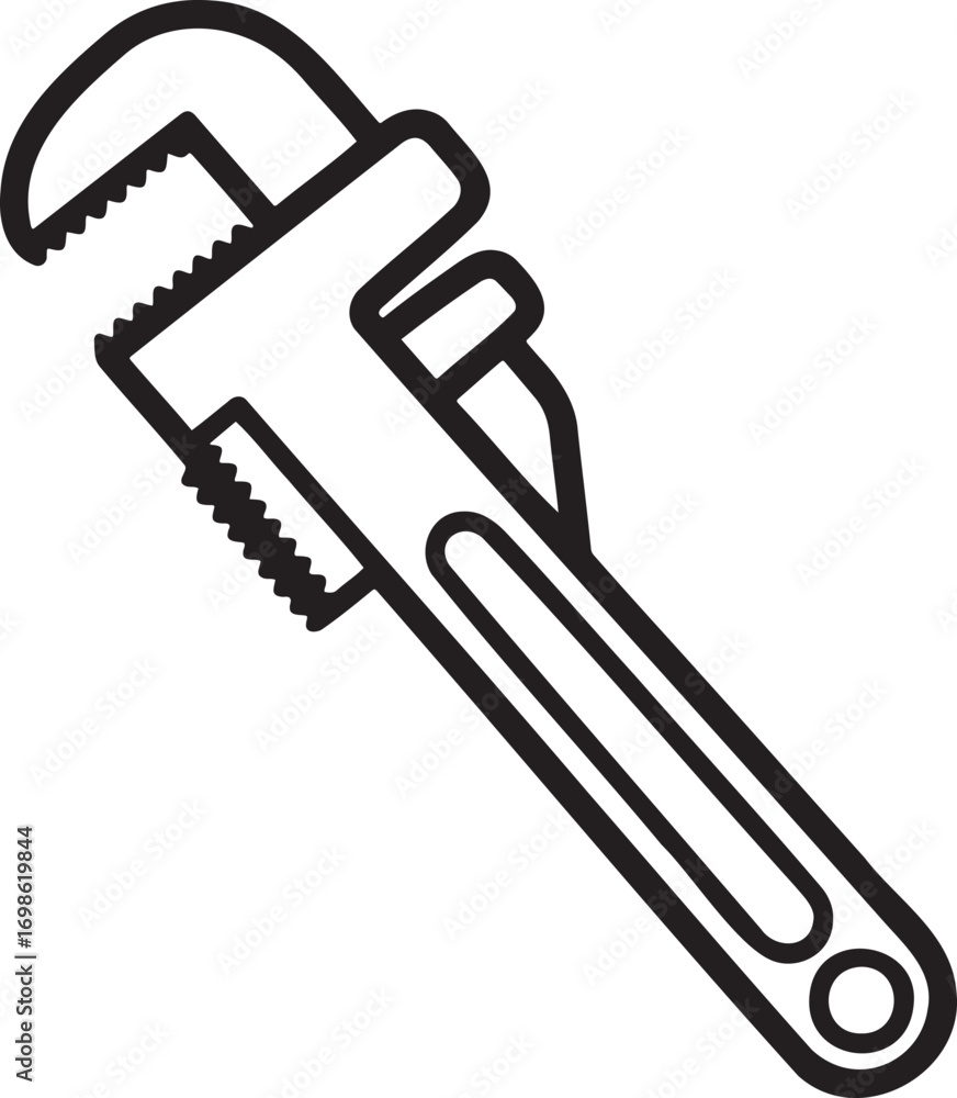 Fototapeta premium Wrench Outline vector illustration isolated On Transparent Background