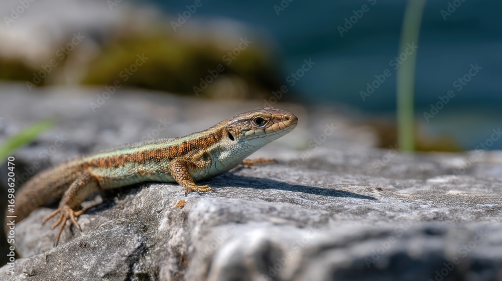 Obraz premium Lizard on gray stone