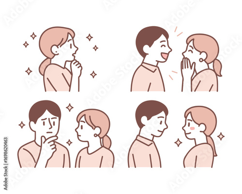 olor illustration of a businessperson in profile, rejoicing after solving a problem