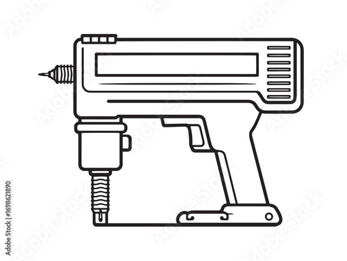 Industrial Pneumatic Nailer Icon in Clean Minimal Professional Vector Artwork Design