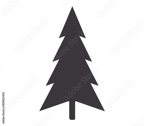 Black Christmas Tree Silhouette Vector Illustration with Simple Holiday Season