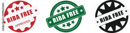 Riba Free Vector Stamp and Badge Set for Islamic Finance Design