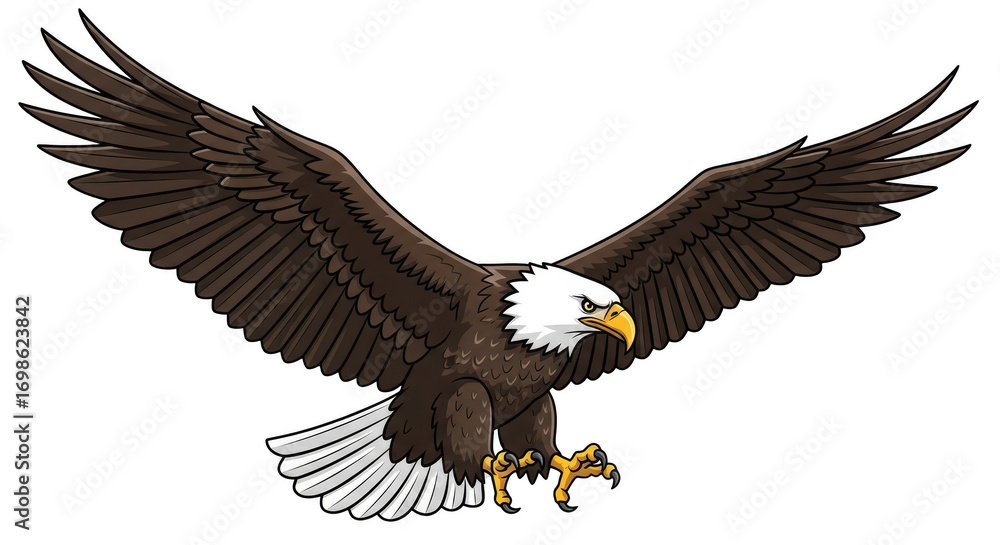 Fototapeta premium Majestic eagle soars with outstretched wings