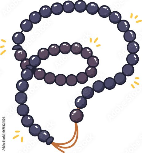 Simple Handdrawn Rosary Beads Spiritual Object Symbol Illustration