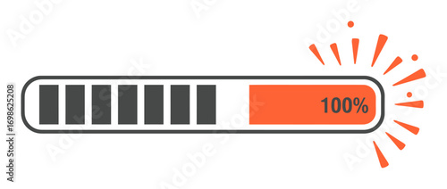 Progress Bar 100% Complete - Celebration Vector