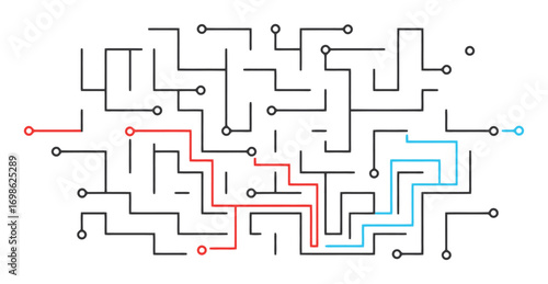 Circuit Board Maze Solution - Vector Puzzle