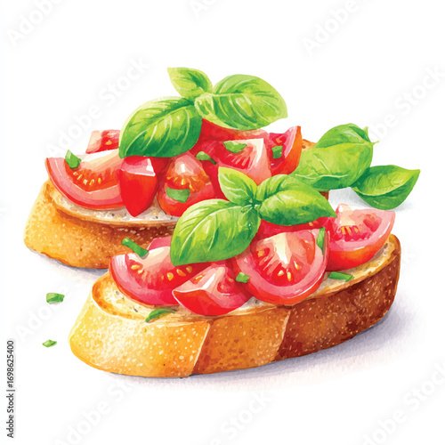 Fresh and flavorful Italian bruschetta with ripe tomatoes and basil.
