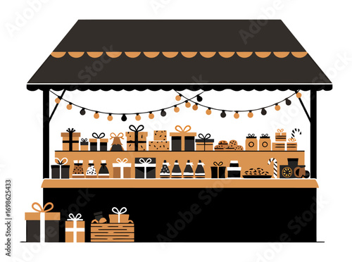 Holiday Market Stall - Minimalist Vector