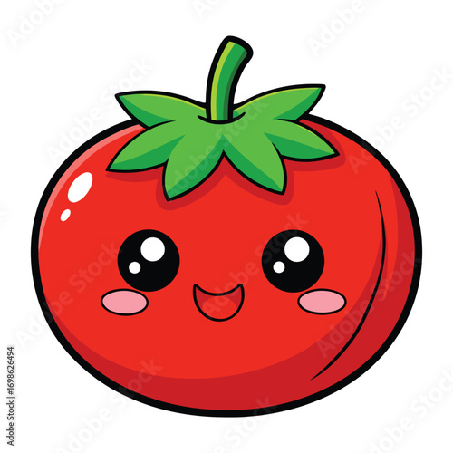 Wallpaper Mural Adorable kawaii red tomato character with a cheerful happy face perfect for food and healthy lifestyle designs Torontodigital.ca
