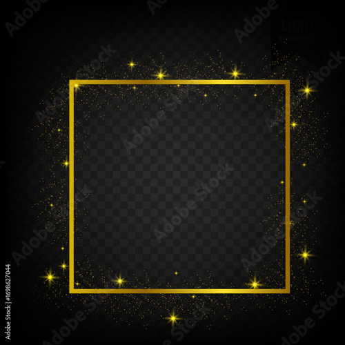 golden frame with luminous dust light particles