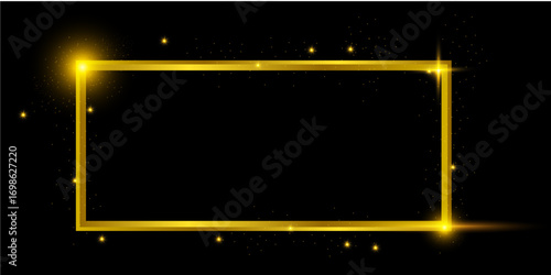 golden frame with luminous dust light particles