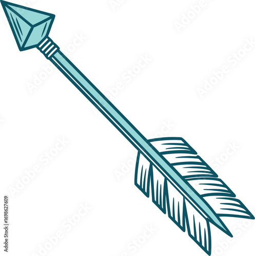 Vintage style arrow silhouette with feather fletching