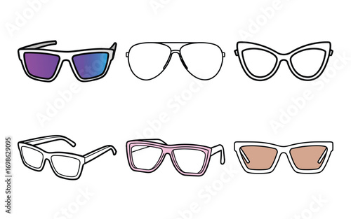 Vector art of collection of sunglasses