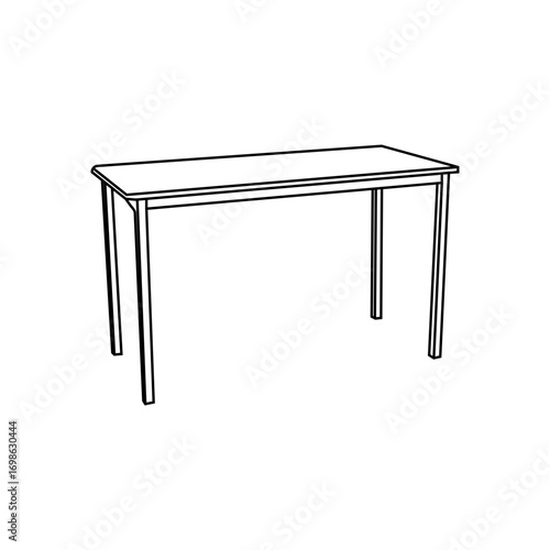A simple, black and white line drawing of a rectangular table.