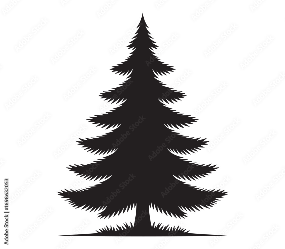 Obraz premium Christmas Tree Silhouette Vector Illustration with Classic Evergreen Pine Shape for Holidays